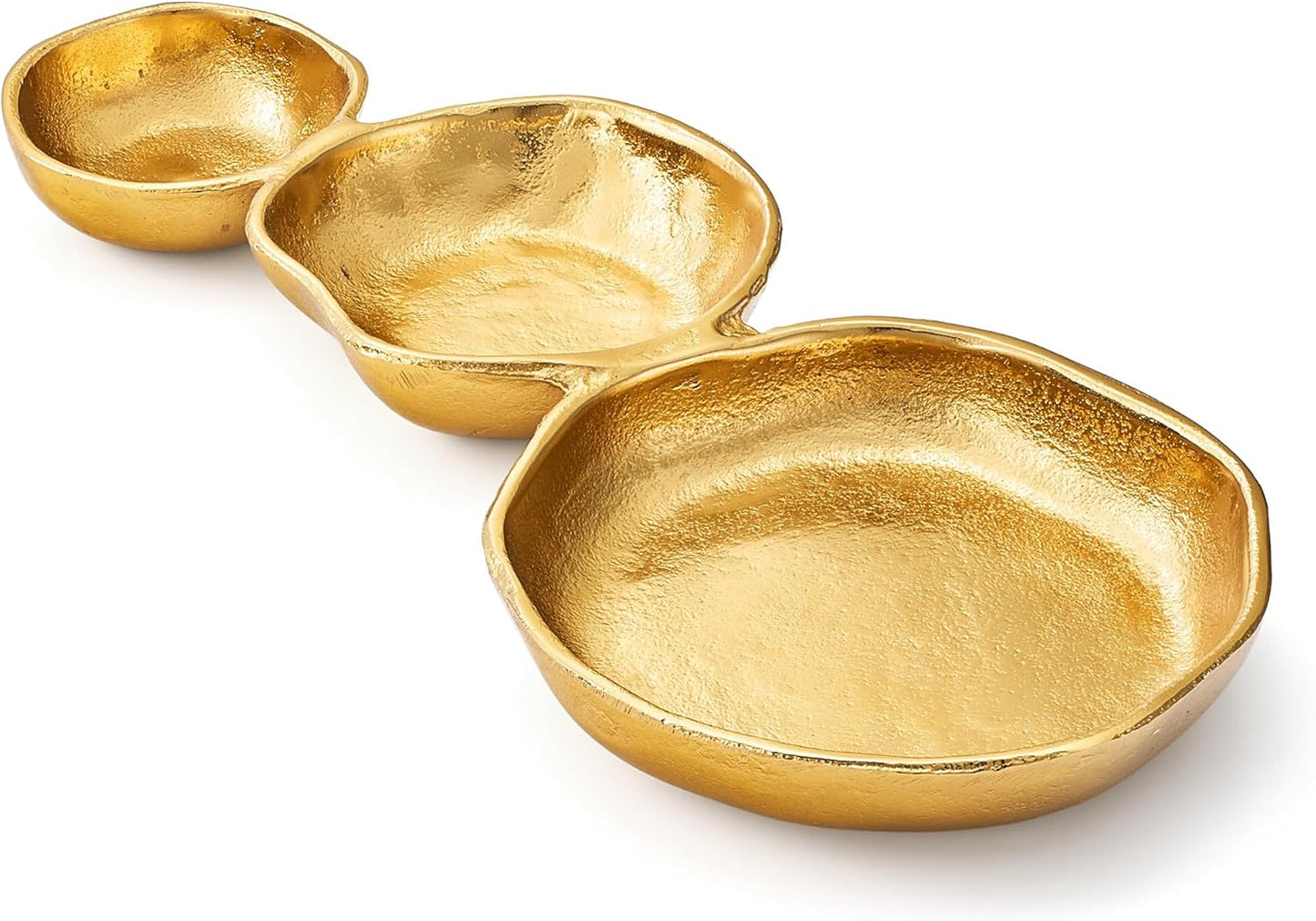 Cluster of 10 Round Serving Bowls Gold Clusters Decorative Elegant Snack Tray for Olives, Chip & Dip, Nuts, Appetizers & Entertaining Strong Brass & Enamel Home Decor Gifts, Parties & Weddings 20.5"