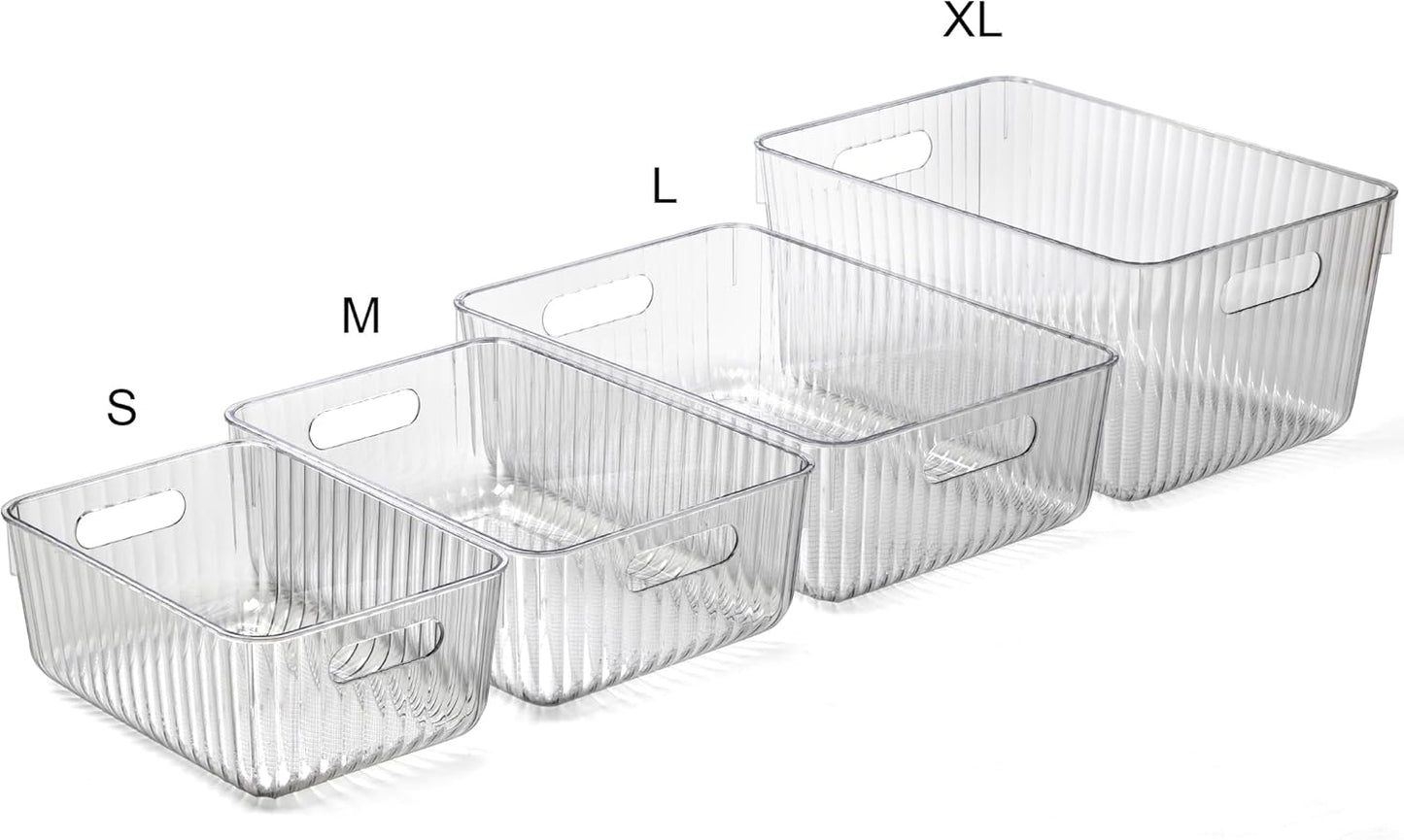 BINO | Plastic Storage Bins, X-Large | THE GATSBY COLLECTION | Clear Storage Bins for Organization | Pantry Organizers | Kitchen Organizer | Fridge & Freezer Organizer | Cabinet Plastic Containers