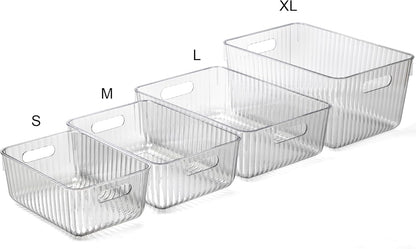 BINO | Plastic Storage Bins, X-Large | THE GATSBY COLLECTION | Clear Storage Bins for Organization | Pantry Organizers | Kitchen Organizer | Fridge & Freezer Organizer | Cabinet Plastic Containers