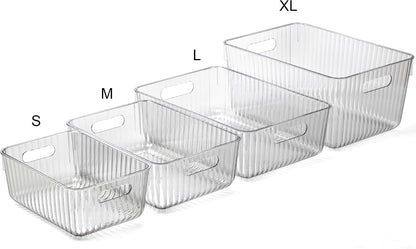 BINO | Plastic Storage Bins, X-Large | THE GATSBY COLLECTION | Clear Storage Bins for Organization | Pantry Organizers | Kitchen Organizer | Fridge & Freezer Organizer | Cabinet Plastic Containers