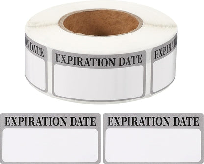PATIKIL 500 Pcs Expired Date Label Stickers Roll, 2 x 1 Inch Removable Inventory Labels Adhesive Food Sticker Roll for Marking Organizing Inventory and Food Container, White and Black