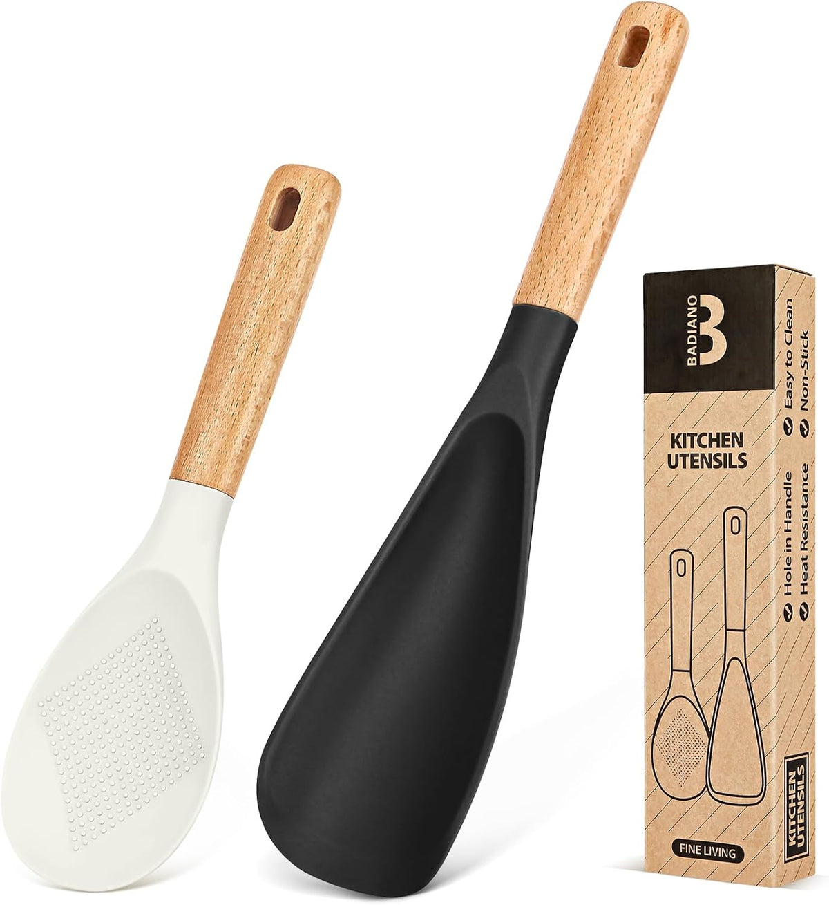 Badiano Cooking Spoon and Rice Scooper for Nonstick Cookware,Multi-function