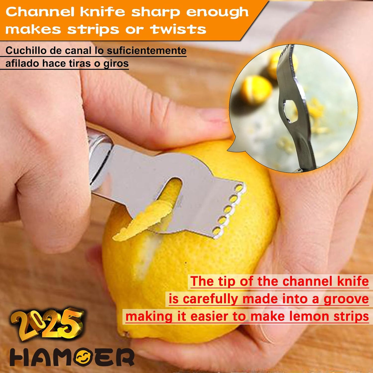 Lemon Zester & Channel Knife 2Tools for Cocktails with a storage box