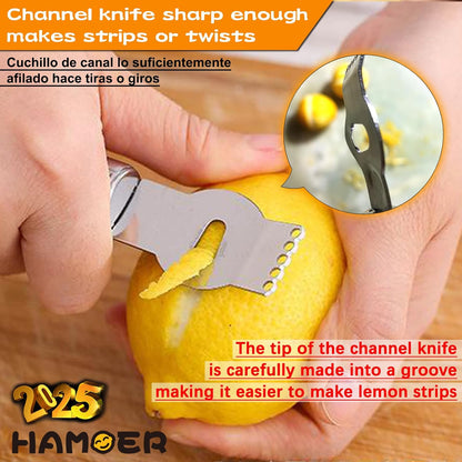 Lemon Zester & Channel Knife 2Tools for Cocktails with a storage box