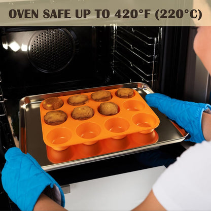 24 Cups Silicone Mini Muffin Pan Set, Nonstick Mini Cupcake Pans, BPA Free Small Muffin Tin for Baking, Set of 2 (Green+Purple)