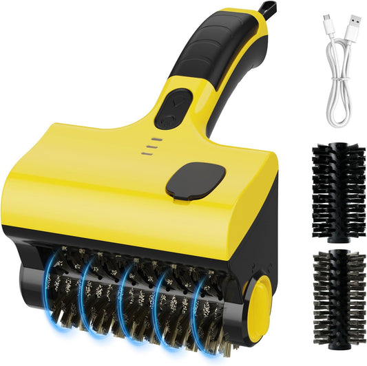 LINGSFIRE BBQ Grill Brush for Outdoor Grill, Electric Grill Cleaner with Water Tank Cordless Rechargeable BBQ Tool Spin Grill Cleaner Brush with 2 Removable Brush Head BBQ Grill Brush