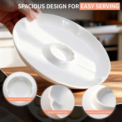 Cheese Ball Serving Dish Set, Cheese Ball Platter with Spreader Knife, White Ceramic, Spacious Design for Easy Serving Crackers and Bread Slices, Ideal for Parties and Entertaining