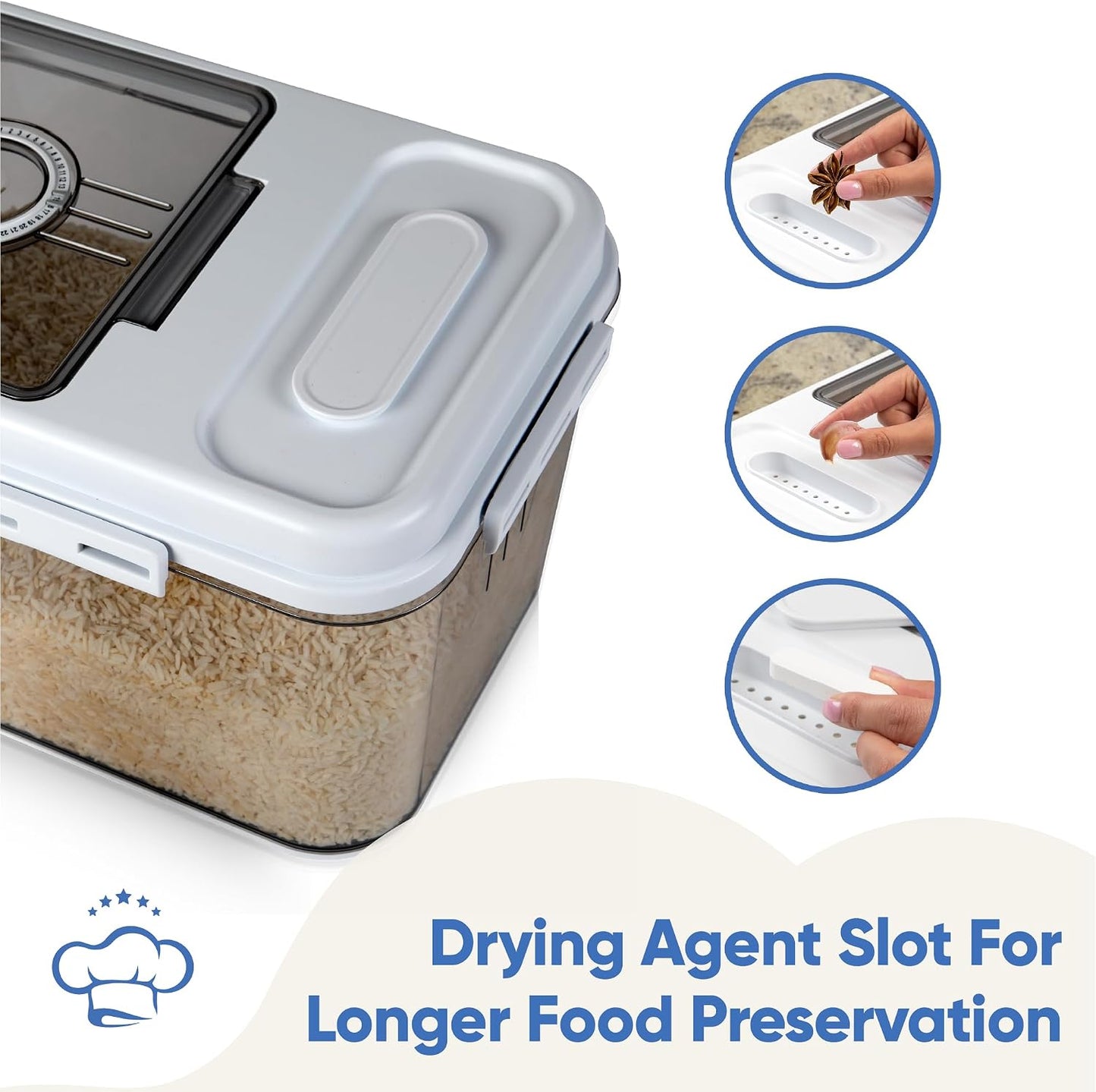 Chef's Path Extra Large Airtight Food Storage Containers with Lids, Pack of 2, 6.5L, 220Oz, Airtight Kitchen and Pantry Bulk Canisters for Flour, Sugar, Rice, and Baking Supplies - Transparent