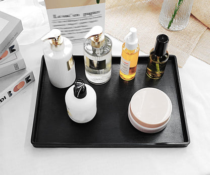 White Serving Tray (13.5 x 9.6 inch) for Serving Accessory, Elegant & Stackable Plastic Tray for Spa, Coffee, Drinks, Tea, Bar, Party, Seasoning, Perfume and Display Use.