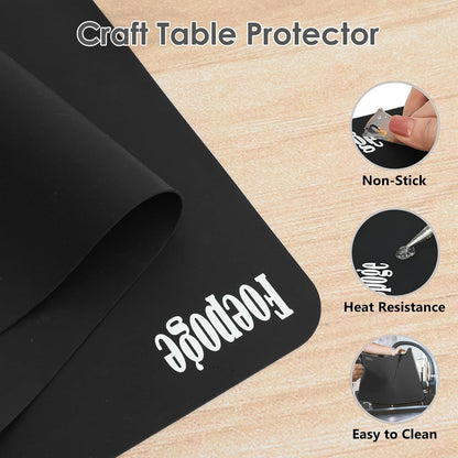 49.2" x 15.7" Large Silicone Mat for Kitchen Counter Protector, Cuttable Silicon Countertop Protector Mat Heat Resistant Mats for Countertop, Cut to Fit Placemat Ship Roll by Foepoge, Black