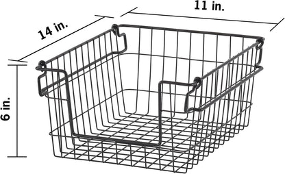 TRINITY 2-Pack Stackable Metal Wire Storage Baskets With Handles, EcoStorage Chrome, 11 Inches