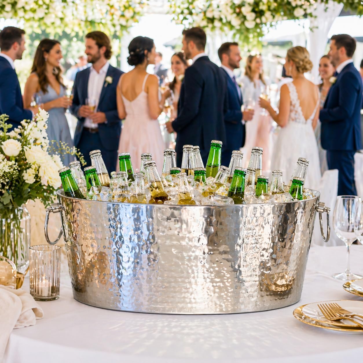 BREKX Armored XL Insulated Beverage Tub for Parties – Stainless Steel Ice Bucket, Large 6.25 Gallon Drink Cooler, Holds 24–30 Bottles, Beer, Wine & Champagne