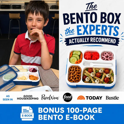kinsho Lunch Box for Kids Boys Girls - Bento Box Set with Insulated Bag and Ice Pack, 6 Compartment Leak Proof Food Container, BPA-Free, Microwave Safe, Ideal for School & Work, Teal