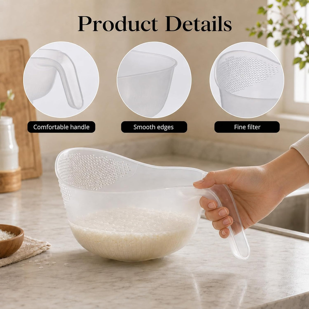 2-In-1 Rice Strainer Lightweight Rice Washer Strainer Bowl