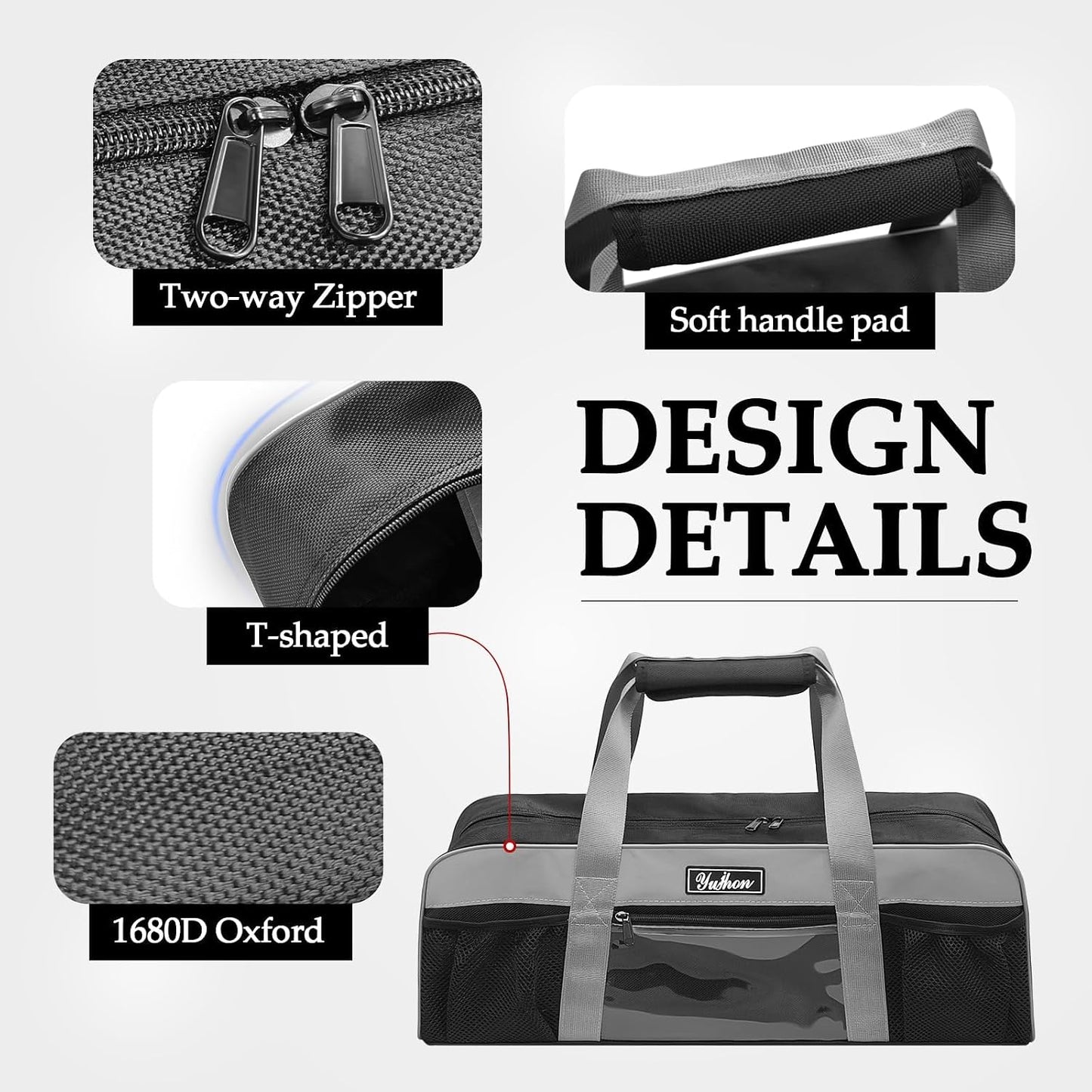 22 Inch BBQ Grill Tool Bag, Heavy-Duty 1680D Oxford Grill Utensil Carrying Bag, Water-Resistant Organizer for Long Grilling Tools, Camping, RV, Tailgating(Bag Only)