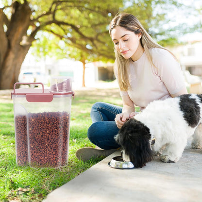 LEAWALK 5Lbs Airtight Cat Dog Food Storage Container with Upgraded Large Nozzle BPA-Free, Pet Food Storage Containers for Rice, Grain, Pet Food, Flour, Dog Treat Storage (Dark Gray, 5L-1pack)
