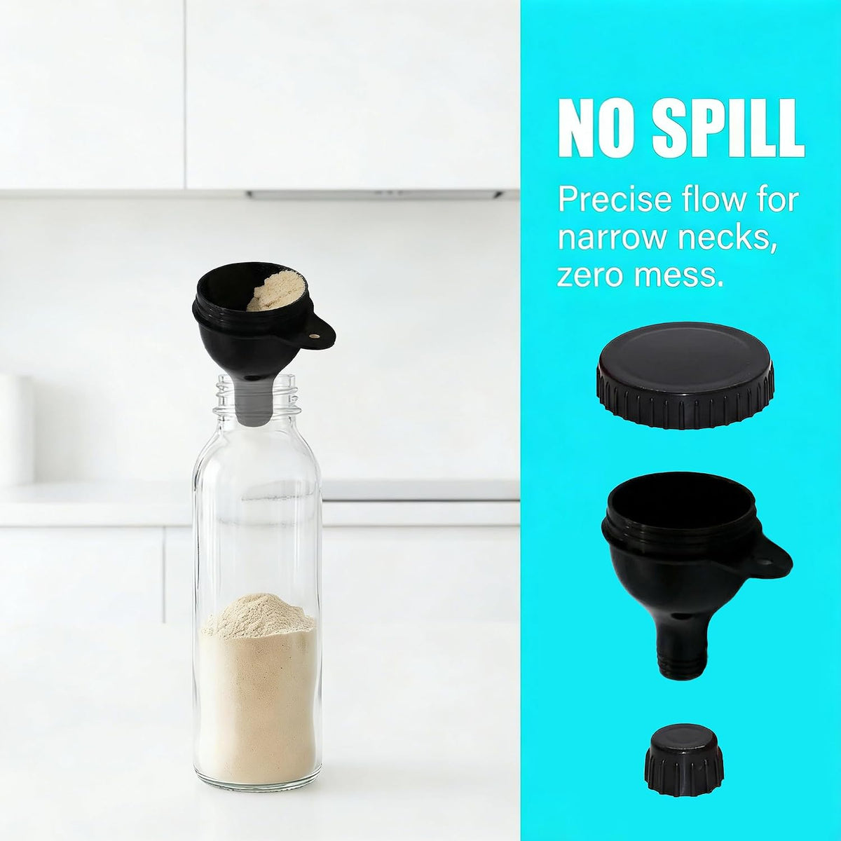 2Pack Protein Powder Container to go Portable Supplement Funnels for Filling Bottles with Protein Powder Compartment Pill Storage, Great for Workout, Travel, to-Go, Fitness