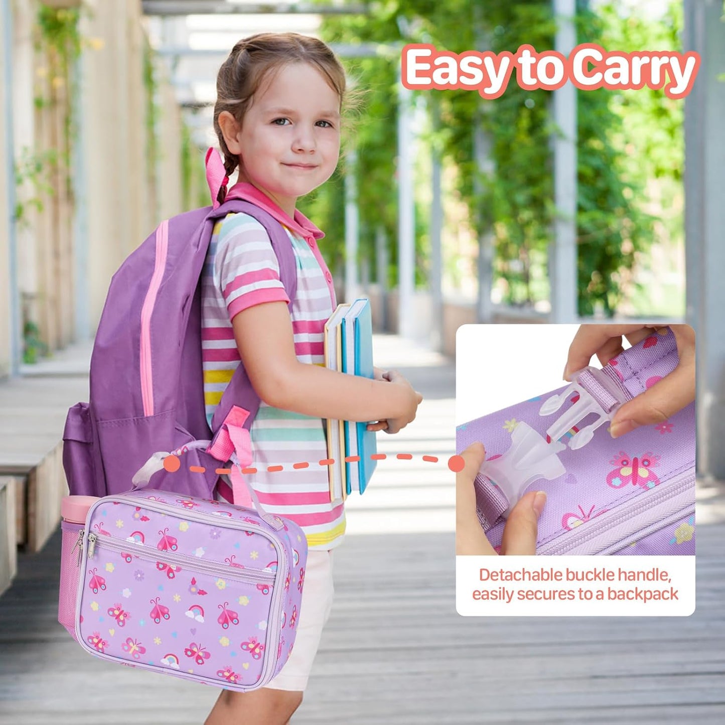 Kids Lunch Bag Boys - Insulated Kids Lunch Box Reusable Lunchbox with Water Bottle Holder Toddler Lunch Tote Bag for School Daycare, Black Dino Fossil