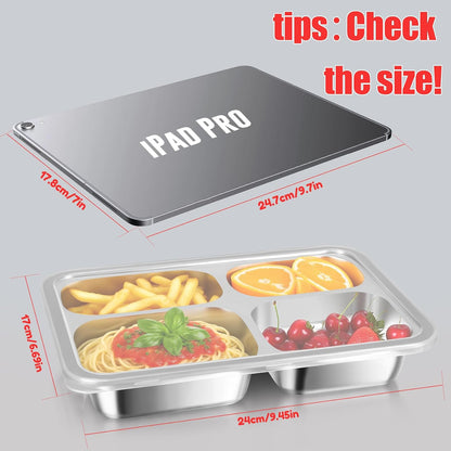 Stainless Steel Snack Containers with Lids 3 Pack, Reusable 4 Compartments Snack Containers Leak-Resistant Storage with 3 Spoons & 3 Forks, Divided Food Storage for Adults, Travel, Home & Office
