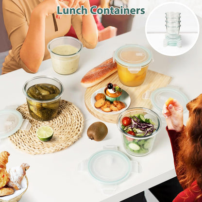 Freshmage 23oz Glass Meal Prep Containers with Lids, Airtight 3-Cup Glass Storage Containers Set, Heat-Resistant BPA-Free for Soup, Leftover, Microwave, Dishwasher, and Freezer Safe (6 Packs)