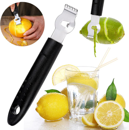 Ouligay Lemon Zester, Channel Knife, Peeler, Stainless Steel Bartender Accessories for Cocktail Garnish, Citrus Orange and Lemon Peeler - Bar Accessories for Home