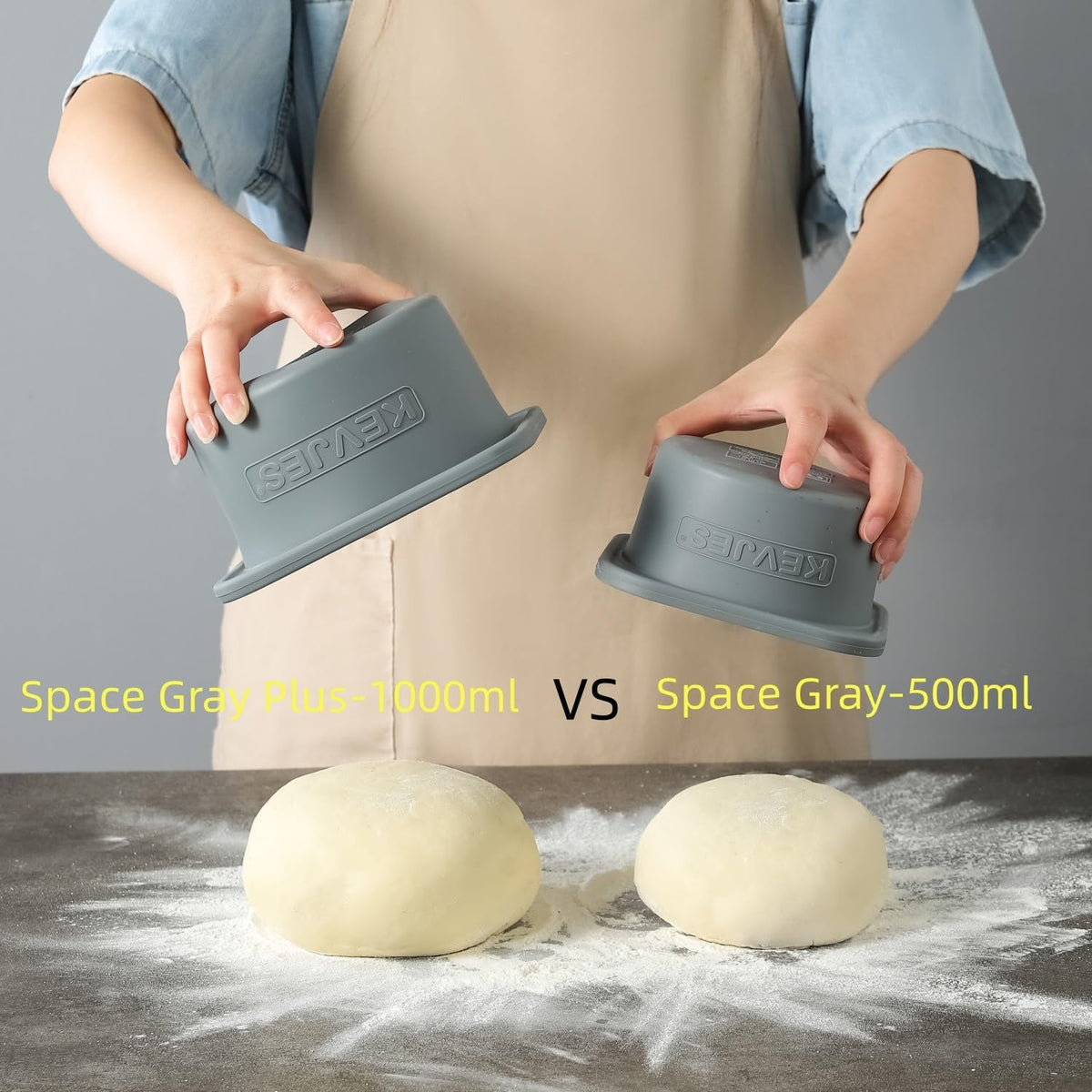 PLUS 1000ml Pizza Dough Proofing Containers, 2-Pack, Green