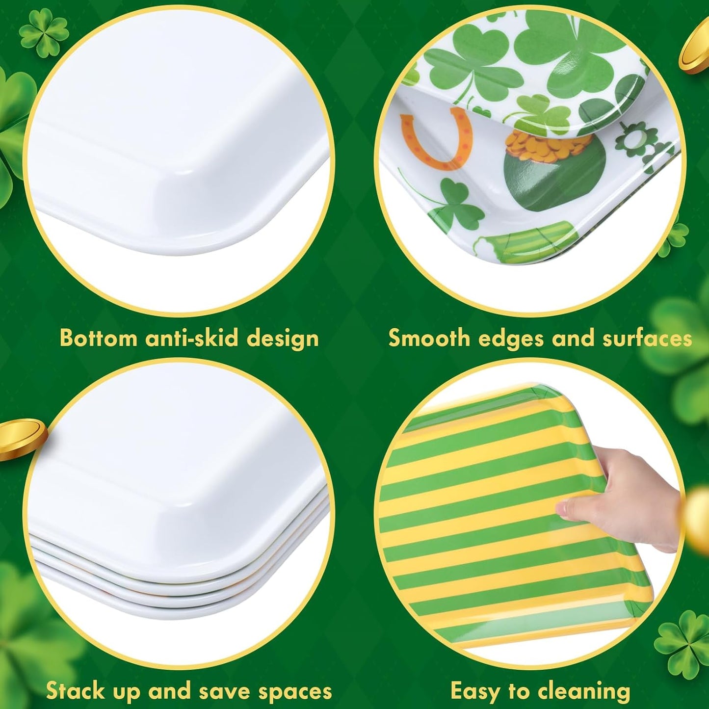 4 Pcs Valentine's Day Serving Tray 13 x 10 Inch Heart Reusable Serving Platter Melamine Dessert Plate Dish for Valentine's Day Party Decorations Supplies