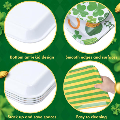 4 Pcs Valentine's Day Serving Tray 13 x 10 Inch Heart Reusable Serving Platter Melamine Dessert Plate Dish for Valentine's Day Party Decorations Supplies