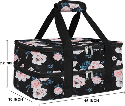 esouler Insulated Casserole Carrier - Casserole Carriers for Hot or Cold Food - Lasagna Lugger Dish Carrier, Thermal Lunch Bag for Potluck Parties, Picnic, Travel, Fits 9" x 13" Baking Dish, Grey