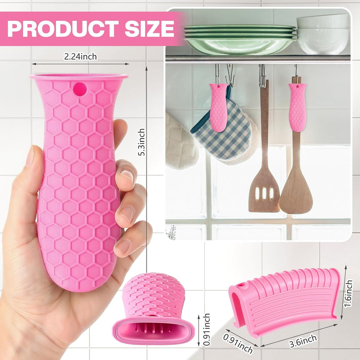 Patelai 8Pcs Silicone Cast Iron Handle Cover,Black