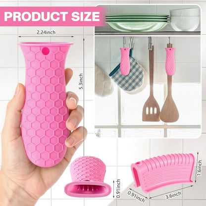 Patelai 8Pcs Silicone Cast Iron Handle Cover,Black