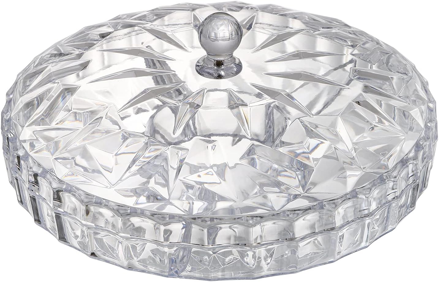 ZOOFOX Snack Serving Tray, 12" Appetizer Tray with Lid, 6 Compartments Round Plastic Food Storage Organizer for Dried Fruits, Nuts, Candies, Sweet Cookies and Fruits (Clear)