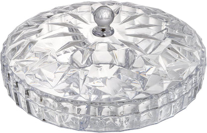 ZOOFOX Snack Serving Tray, 12" Appetizer Tray with Lid, 6 Compartments Round Plastic Food Storage Organizer for Dried Fruits, Nuts, Candies, Sweet Cookies and Fruits (Clear)
