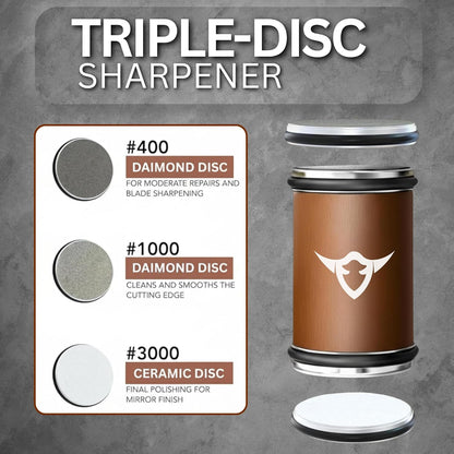 Rolling Knife Sharpener Kit with Diamond & Ceramic Disc (Stainless Steel)