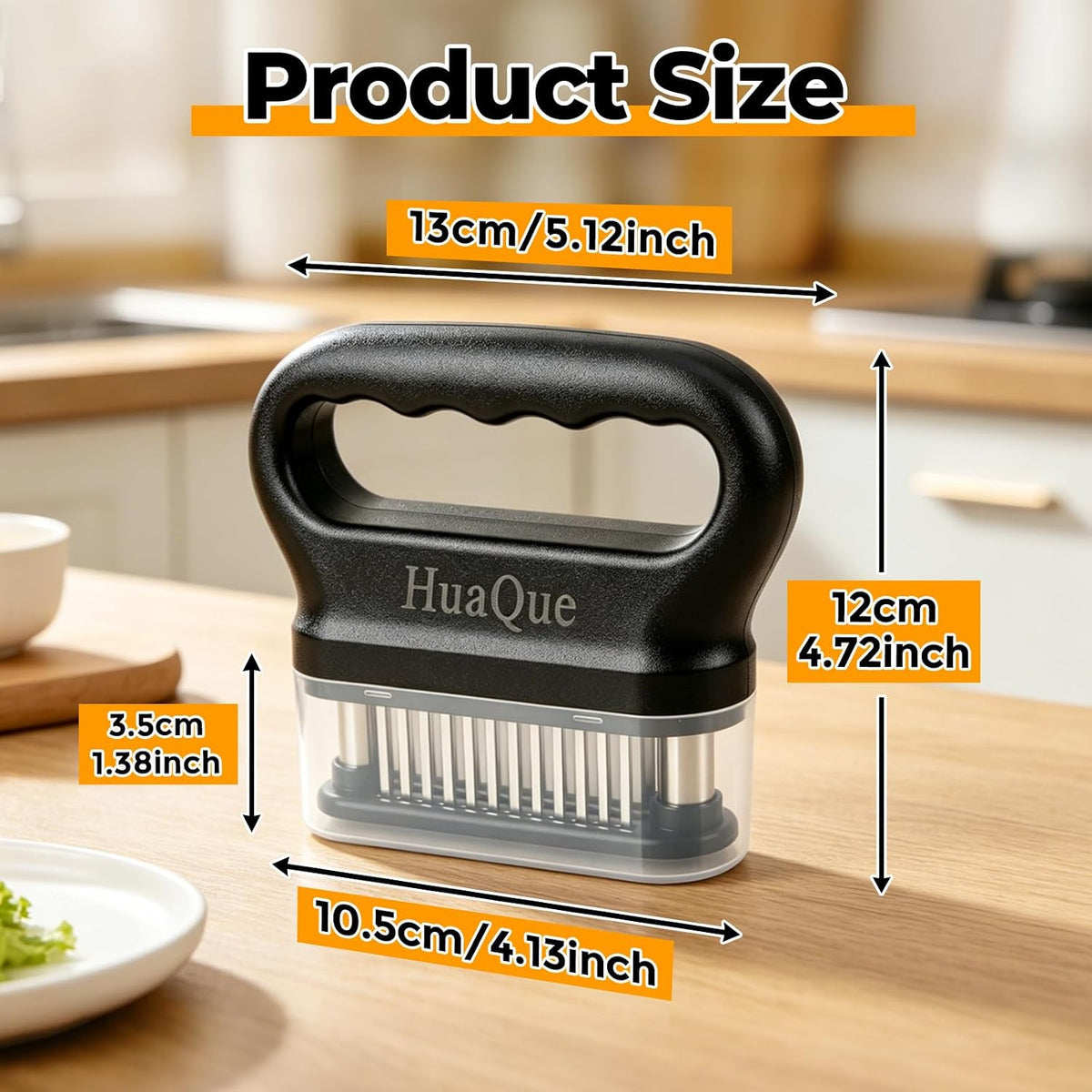 Meat Tenderizer, 48 Stainless Steel Needle Blade, Cleaning Brush and Safety Helmet, Used to Tenderize Steak, Chicken, Perfect for Family BBQs, Great Cooking Gift for Dad, Mom, Husband, Wife