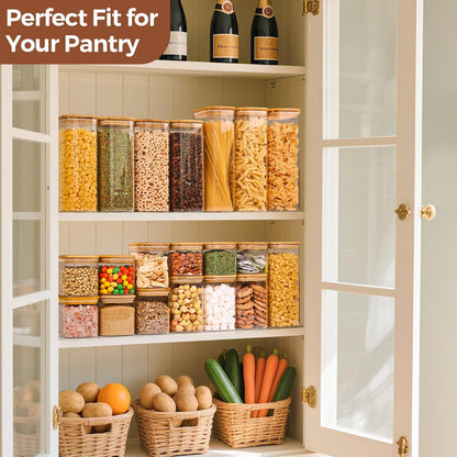 ComSaf 2Pcs Large Glass Storage Containers with Lids 4Qt, 1 Gallon Wide Mouth Flour Sugar Storage Containers, Large Capacity and Sealed for Rice, Cereal, Oat, Easy Clean and Scoop, Pantry Organization