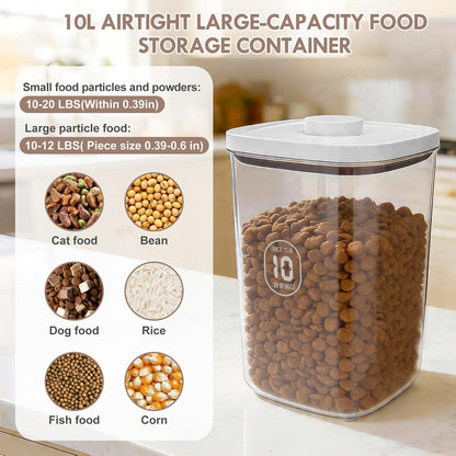LEAWALK 10Lbs/10.57Qt Airtight Dog Cat Food Storage Container and Dog Treat Containers BPA-Free, PET Clear Stackable Pet Storage Bin, Pop Top, 1-Cup Scoop for Pet Food/Rice/Flour/Bread/Grains