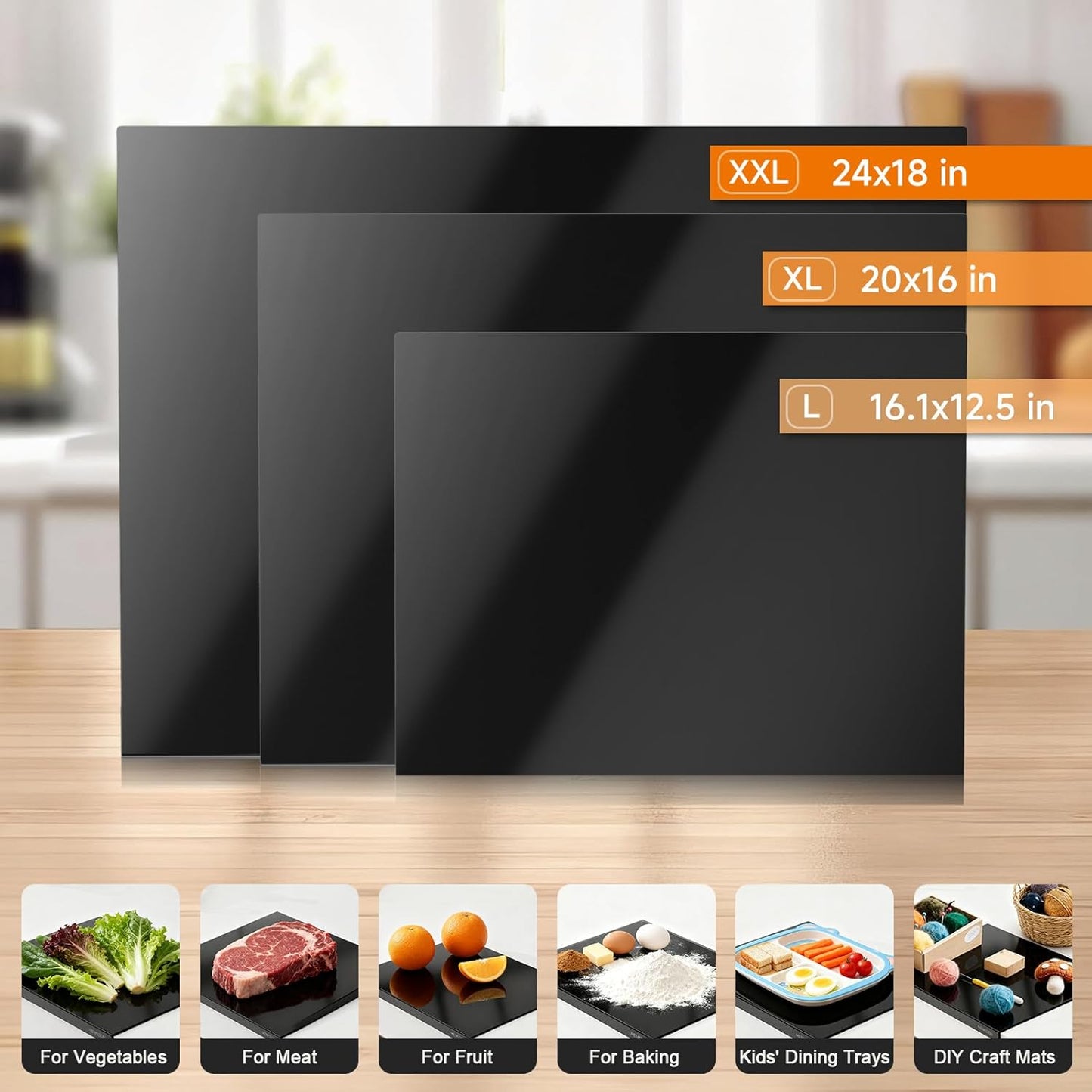Acrylic Cutting Board with Counter Lip, Clear Cutting Boards for Countertop Protector, Cutting Board for Kitchen Counter, Non-Slip Dough Mat, Kitchen Decor Gadgets House Warming Gifts(24"x18")