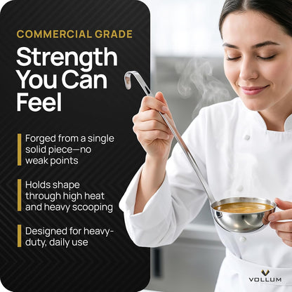 Vollum Stainless Steel Ladle Heavy Duty Commercial 8 Oz