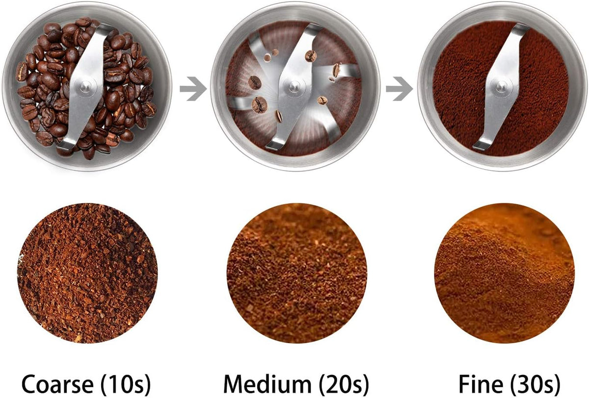 DR MILLS DM-7412M Stainless Steel Electric Dried Spice and Coffee Grinder,2 in 1 Wet and Dry, Detachable Cups, Dishwasher Safe