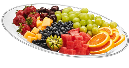 PLASTICPRO Plastic Oval Serving Trays - Serving Platters Oval 11 X 16 Disposable Party Dish Crystal Clear Pack of 4