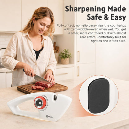 PAUDIN Knife Sharpener, 5-Stage Manual Sharpening for Kitchen Knives