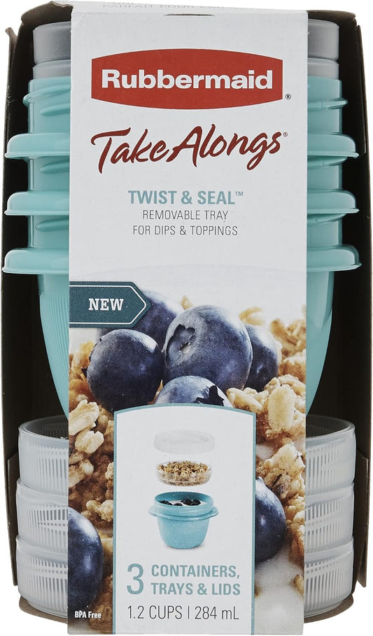 Rubbermaid TakeAlongs Snacking Food Storage Containers, 2 Cups Size - 2 Lids, Trays, and Containers 7S87
