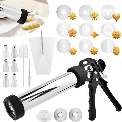 3-in-1 Churro Maker Kit, Stainless Steel Cookie Press Gun