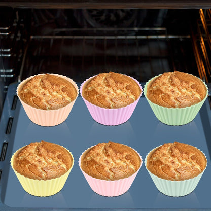 12-Pack Reusable Silicone Baking Cups – Non-Stick, 450°F Heat-Resistant, Dishwasher-Safe, Multicolor Muffin & Cupcake Liners for Baking, Parties, Holidays & Everyday Use