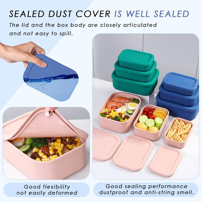 Silicone Food Storage Containers, Set of 3 Rectangular BPA-Free Silicone Lunch Box Containers with Lids, Airtight, Leak-Proof, Freezer, Microwave & Dishwasher Safe (10.2oz, 23.6oz, 44oz)