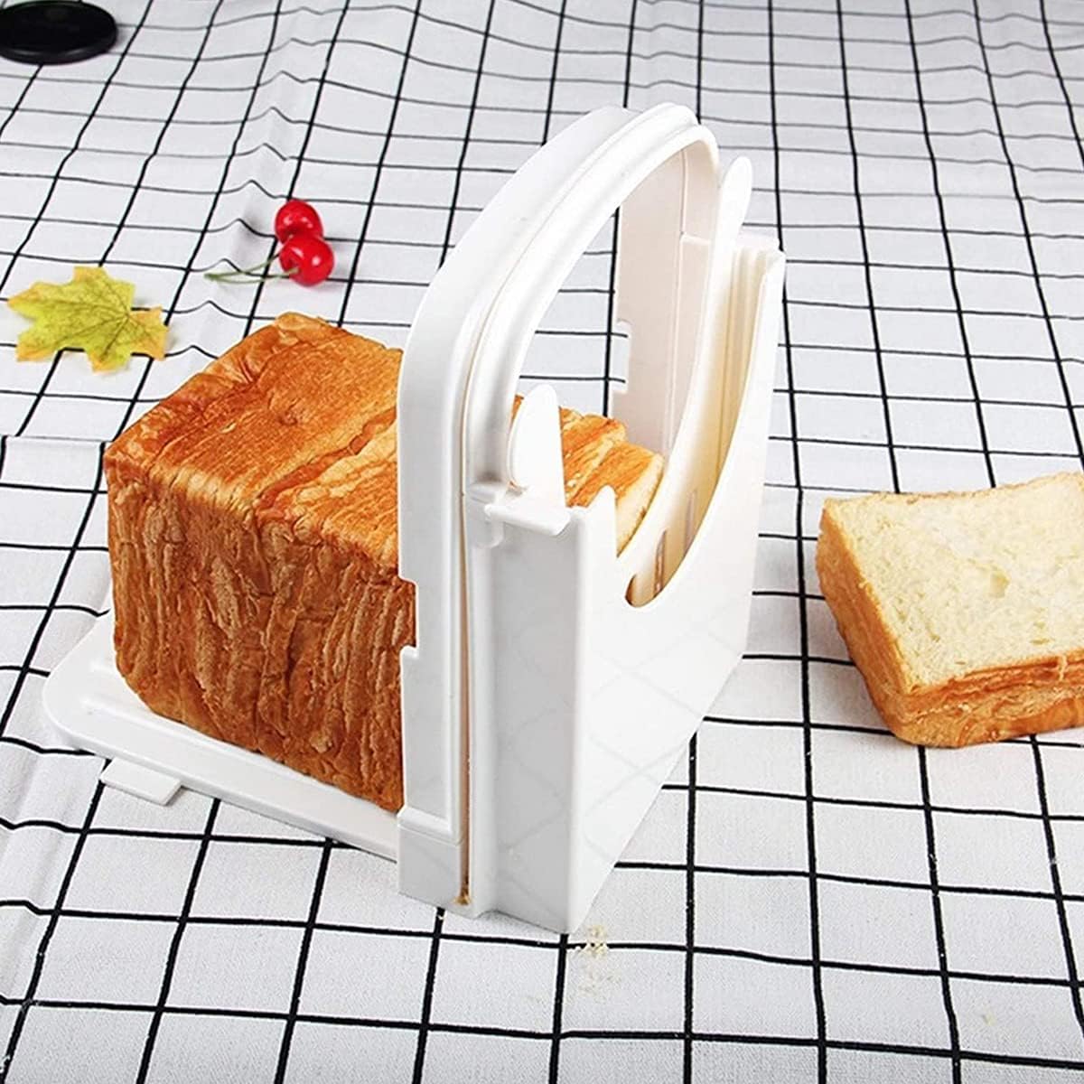 US Bread Slicer Foldable Toast Slicer Tool Adjustable Toast Loaf Slicing Machine Plastic Bread Cutting Guide Tools for Homemade Bread Kitchen Baking Tool(Graphic payment)