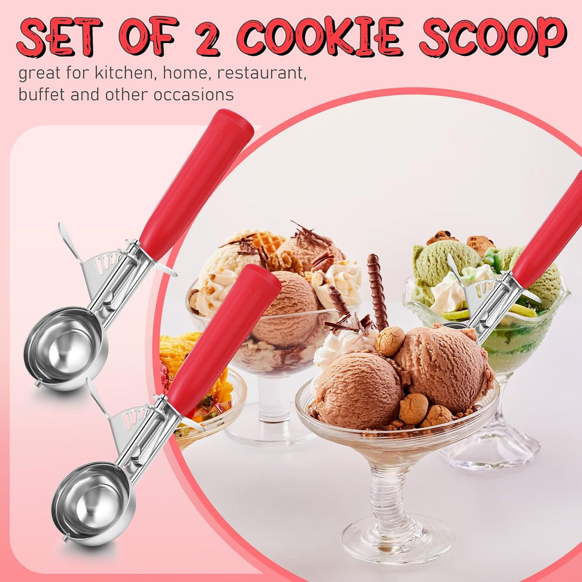 Reallnaive Ice Cream Scooper with Trigger, 4 oz, Gray