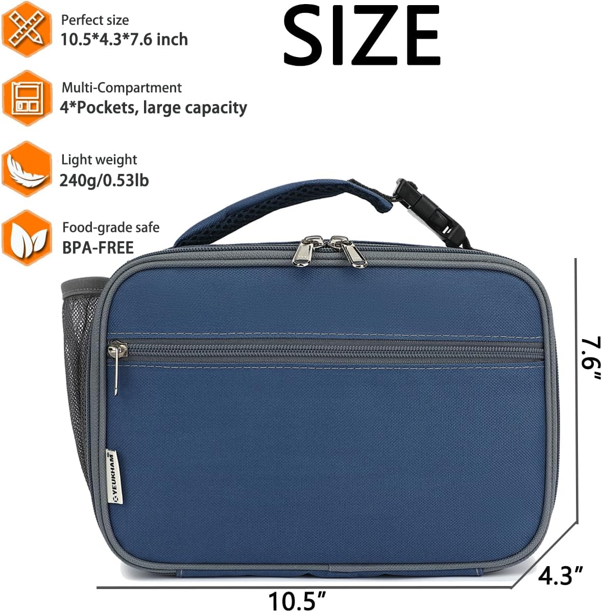 GYEUKHAM Insulated Lunch Box for School, Thermal Reusable Durable Freezable Lunch Bags for Kids Boys Girls Men Women - Small Soft Cooler Portable Lunch Tote Kit for Work Picnic Travel,Black