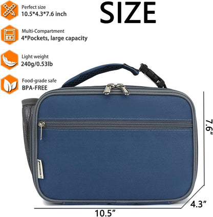 GYEUKHAM Insulated Lunch Box for School, Thermal Reusable Durable Freezable Lunch Bags for Kids Boys Girls Men Women - Small Soft Cooler Portable Lunch Tote Kit for Work Picnic Travel,Black